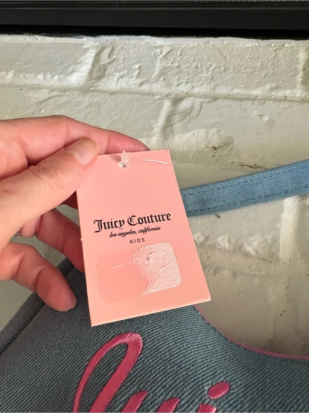 Juicy Couture Denim Mini Bag with Pink Embroidery